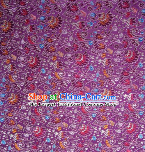 Asian Chinese Traditional Cockscomb Pattern Purple Satin Brocade Fabric Tang Suit Silk Material