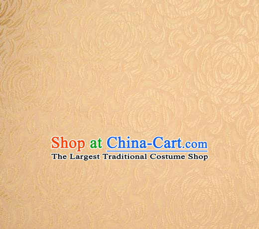 Asian Chinese Traditional Rose Pattern Yellow Satin Nanjing Brocade Fabric Tang Suit Silk Material