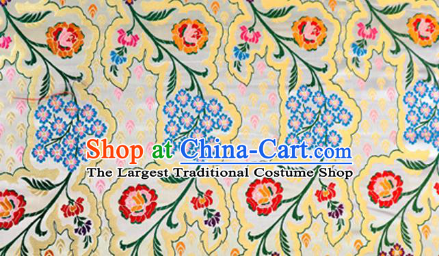 Asian Chinese Traditional White Nanjing Brocade Fabric Tang Suit Royal Pattern Silk Fabric Material