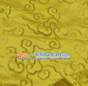 Asian Chinese Traditional Royal Auspicious Clouds Pattern Yellow Brocade Fabric Tang Suit Silk Fabric Material