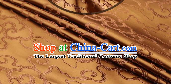 Asian Chinese Traditional Royal Auspicious Clouds Pattern Bronze Brocade Fabric Tang Suit Silk Fabric Material