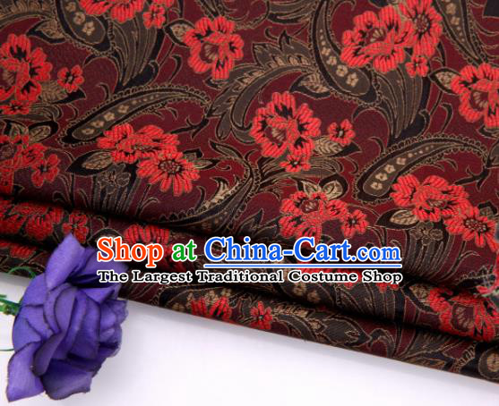 Asian Chinese Traditional Royal Lily Flowers Pattern Black Brocade Fabric Tang Suit Silk Fabric Material