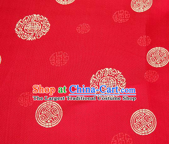 Asian Chinese Traditional Round Pattern Brocade Fabric Tang Suit Red Silk Fabric Material