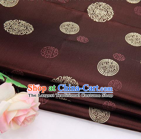 Asian Chinese Traditional Round Pattern Brown Brocade Fabric Tang Suit Silk Material