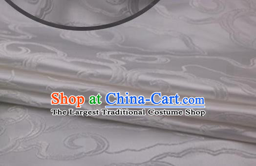 Asian Chinese Traditional Royal Auspicious Clouds Pattern White Brocade Fabric Tang Suit Silk Fabric Material