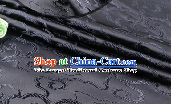 Asian Chinese Traditional Royal Auspicious Clouds Pattern Black Brocade Fabric Tang Suit Silk Fabric Material