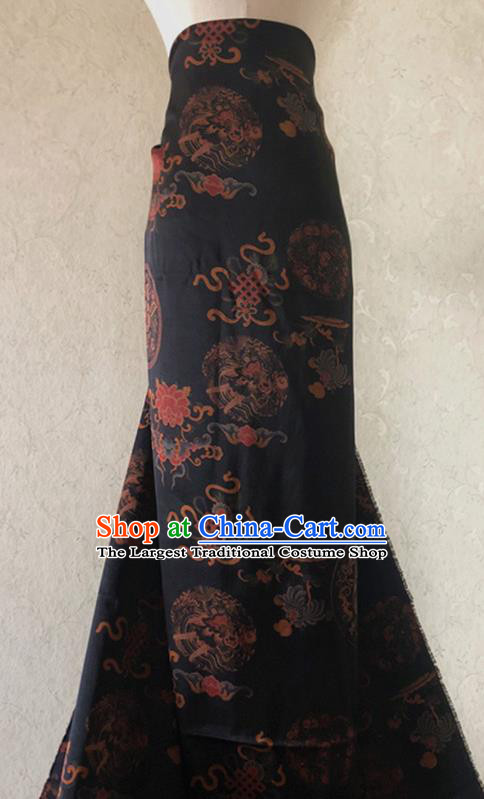 Asian Chinese Classical Design Pattern Black Watered Gauze Traditional Cheongsam Satin Fabric Tang Suit Silk Material