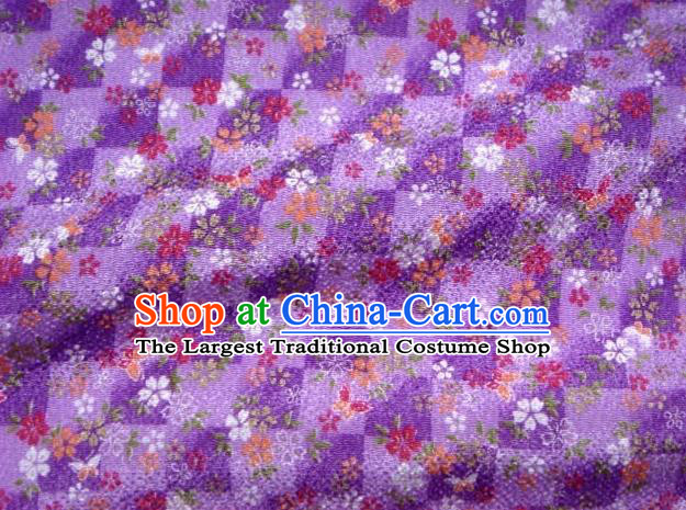 Asian Traditional Classical Butterfly Flowers Pattern Purple Tapestry Satin Brocade Fabric Japanese Kimono Silk Material