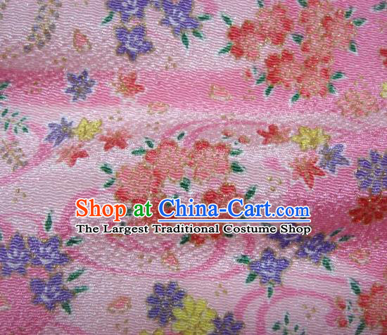 Asian Traditional Classical Oriental Cherry Pattern Pink Tapestry Satin Brocade Fabric Japanese Kimono Silk Material
