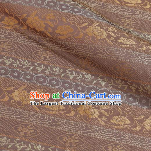 Asian Traditional Classical Peony Pattern Pink Brocade Fabric Japanese Kimono Satin Silk Material