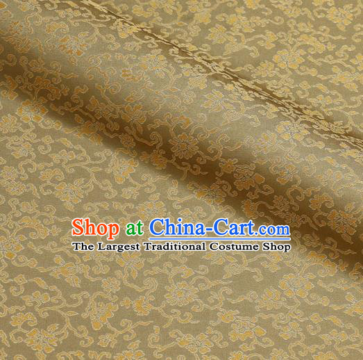 Asian Traditional Classical Acanthus Pattern Golden Brocade Fabric Japanese Kimono Satin Silk Material