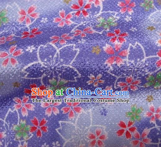 Asian Traditional Classical Sakura Pattern Purple Tapestry Satin Nishijin Brocade Fabric Japanese Kimono Silk Material
