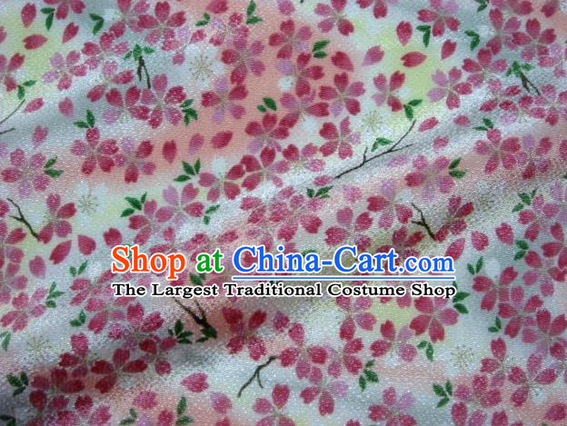 Asian Traditional Classical Sakura Pattern Pink Tapestry Satin Nishijin Brocade Fabric Japanese Kimono Silk Material