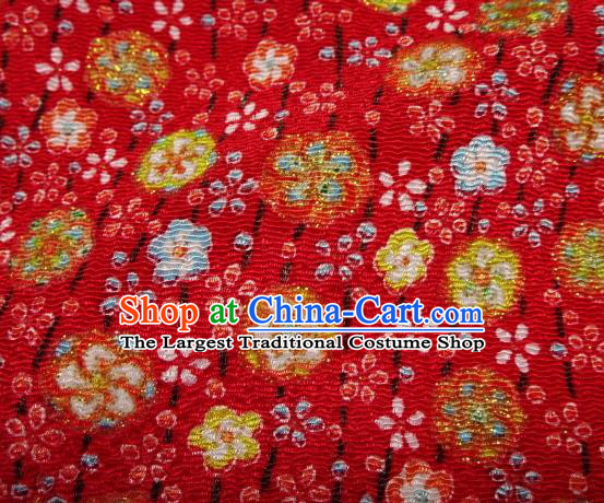 Asian Traditional Classical Pattern Red Brocade Tapestry Satin Fabric Japanese Kimono Silk Material
