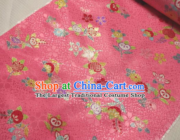 Asian Traditional Kimono Classical Oranger Blossom Pattern Pink Damask Brocade Fabric Japanese Kyoto Tapestry Satin Silk Material