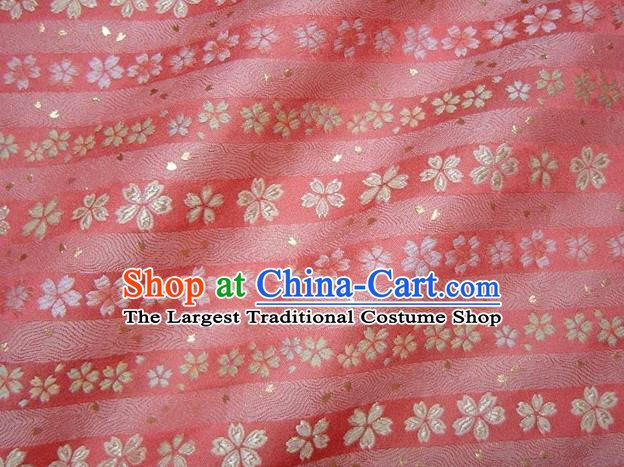 Asian Traditional Damask Classical Sakura Pattern Pink Brocade Fabric Japanese Kimono Tapestry Satin Silk Material