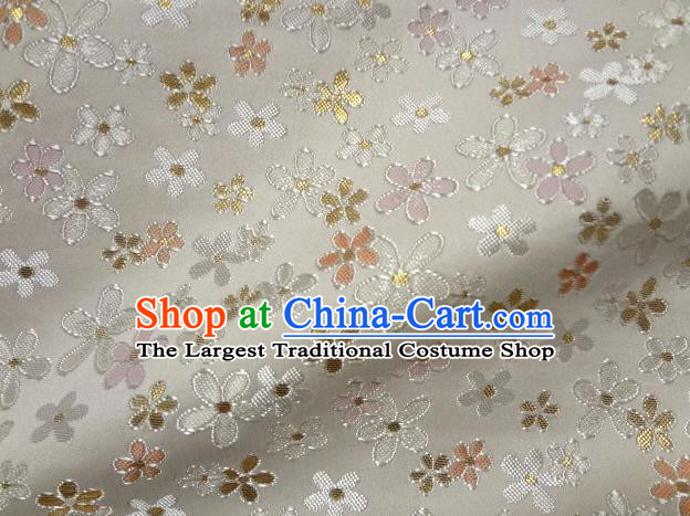 Asian Traditional Damask Classical Sakura Pattern White Brocade Fabric Japanese Kimono Tapestry Satin Silk Material