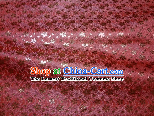 Asian Traditional Baldachin Classical Sakura Pattern Rosy Brocade Fabric Japanese Kimono Tapestry Satin Silk Material