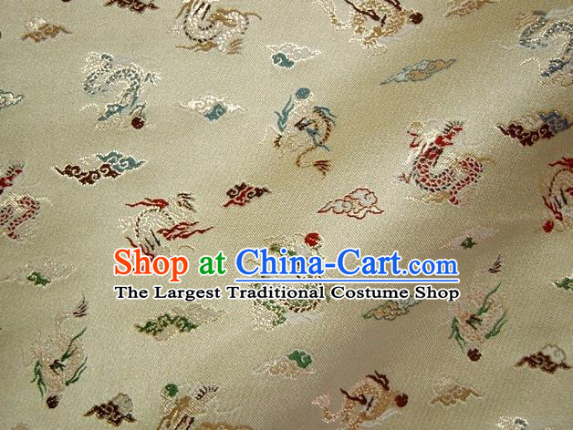 Asian Traditional Baldachin Classical Dragon Pattern Golden Brocade Fabric Japanese Kimono Tapestry Satin Silk Material