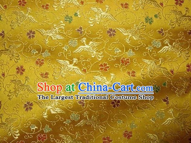 Asian Traditional Baldachin Classical Phoenix Pattern Golden Brocade Fabric Japanese Kimono Tapestry Satin Silk Material