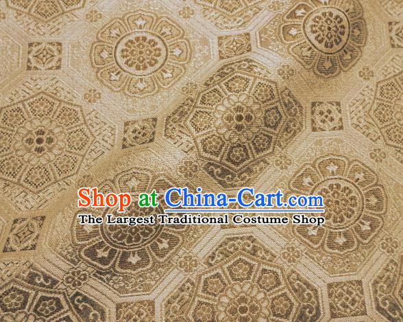 Asian Traditional Kimono Classical Pattern Golden Damask Brocade Fabric Japanese Kyoto Tapestry Satin Silk Material