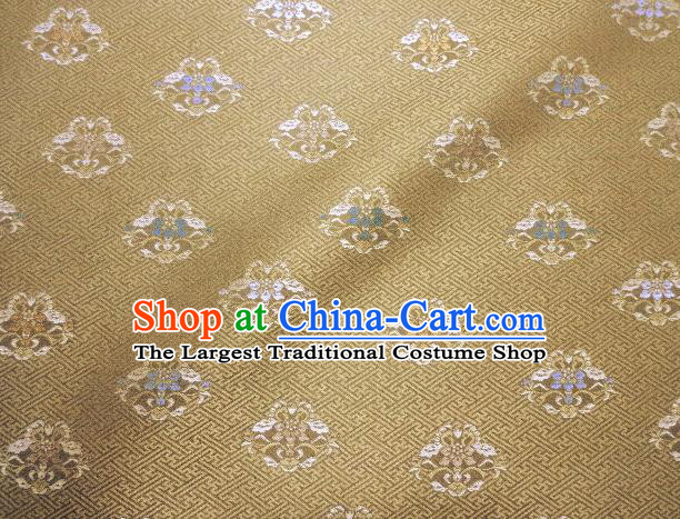 Asian Traditional Kimono Classical Pattern Dark Golden Damask Brocade Fabric Japanese Kyoto Tapestry Satin Silk Material
