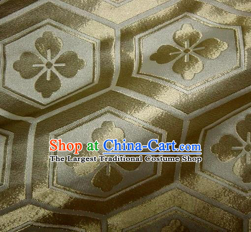 Asian Traditional Kyoto Kimono Classical Tortoise Shell Pattern Golden Damask Brocade Fabric Japanese Tapestry Satin Silk Material