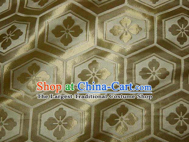 Asian Traditional Kyoto Kimono Classical Tortoise Shell Pattern Golden Damask Brocade Fabric Japanese Tapestry Satin Silk Material