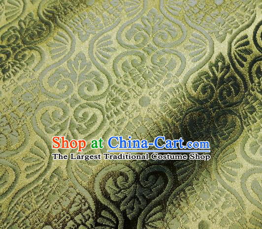 Asian Traditional Kyoto Kimono Brocade Classical Pattern Green Damask Fabric Japanese Tapestry Satin Silk Material