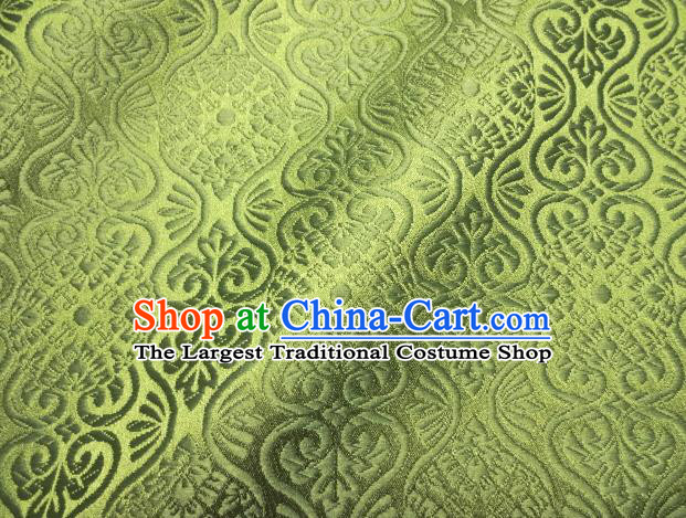 Asian Traditional Kyoto Kimono Brocade Classical Pattern Matcha Green Damask Fabric Japanese Tapestry Satin Silk Material