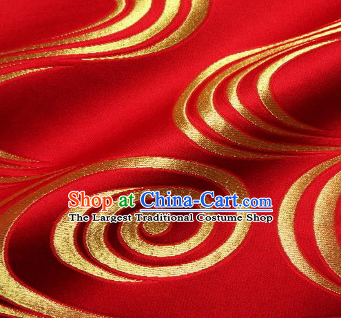 Asian Traditional Red Brocade Japanese Kimono Classical Pattern Damask Fabric Tapestry Satin Silk Material