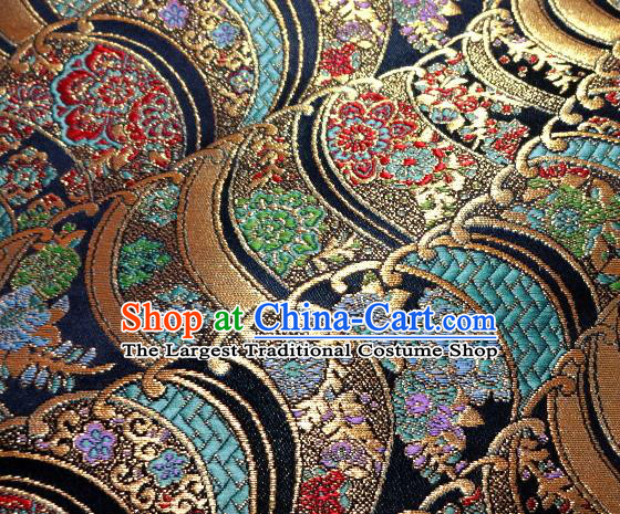 Asian Traditional Damask Brocade Fabric Japanese Kimono Classical Wave Pattern Tapestry Satin Silk Material