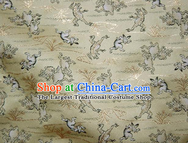 Asian Traditional Baldachin Classical Beast Pattern Golden Brocade Fabric Japanese Kimono Tapestry Satin Silk Material