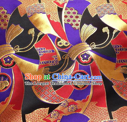 Asian Traditional Baldachin Classical Knot Pattern Purple Brocade Fabric Japanese Kimono Tapestry Satin Silk Material