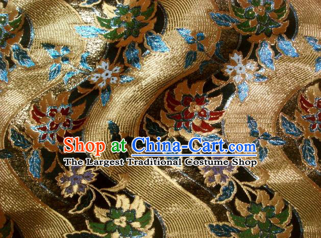 Asian Japanese Traditional Brocade Classical Hothouse Flower Pattern Baldachin Fabric Kimono Tapestry Satin Silk Material