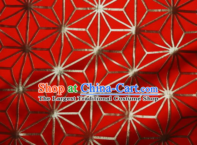 Asian Japanese Traditional Red Brocade Classical Pattern Baldachin Fabric Kimono Tapestry Satin Silk Material
