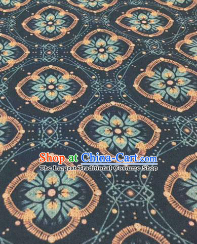 Asian Traditional Navy Watered Gauze Fabric Classical Pattern Brocade Satin Silk Material
