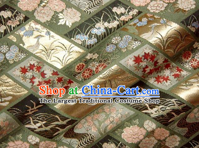 Asian Japanese Traditional Brocade Fabric Classical Orchid Pattern Baldachin Kimono Tapestry Satin Silk Material