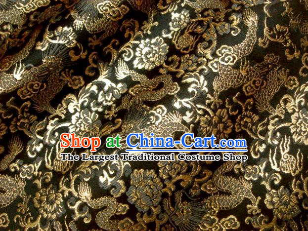 Asian Japanese Traditional Kimono Tapestry Satin Brocade Fabric Classical Dragons Pattern Baldachin Silk Material