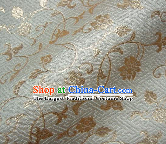 Asian Japanese Traditional Kimono Tapestry Satin Classical Golden Scroll Pattern Brocade Fabric Baldachin Silk Material