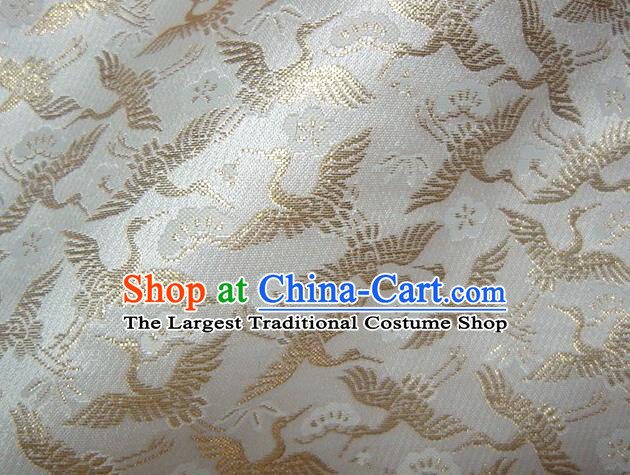 Asian Japanese Tapestry Satin Traditional Kimono Classical Golden Cranes Pattern Brocade Fabric Baldachin Silk Material