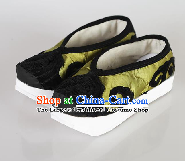 Traditional Chinese Beijing Opera Pantaloon Embroidered Shoes Ancient Hanfu Green Shoes for Women
