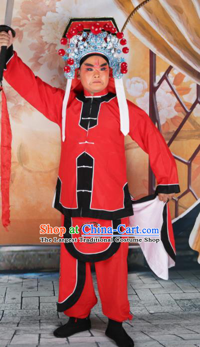 Chinese Traditional Beijing Opera Takefu Clothing Ancient Swordsman Red Costume for Men