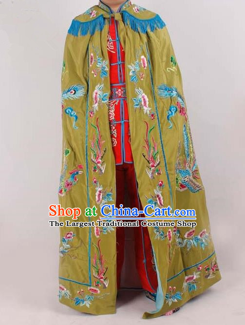 Chinese Traditional Beijing Opera Diva Embroidered Olive Green Cloak Ancient Imperial Concubine Costume for Women