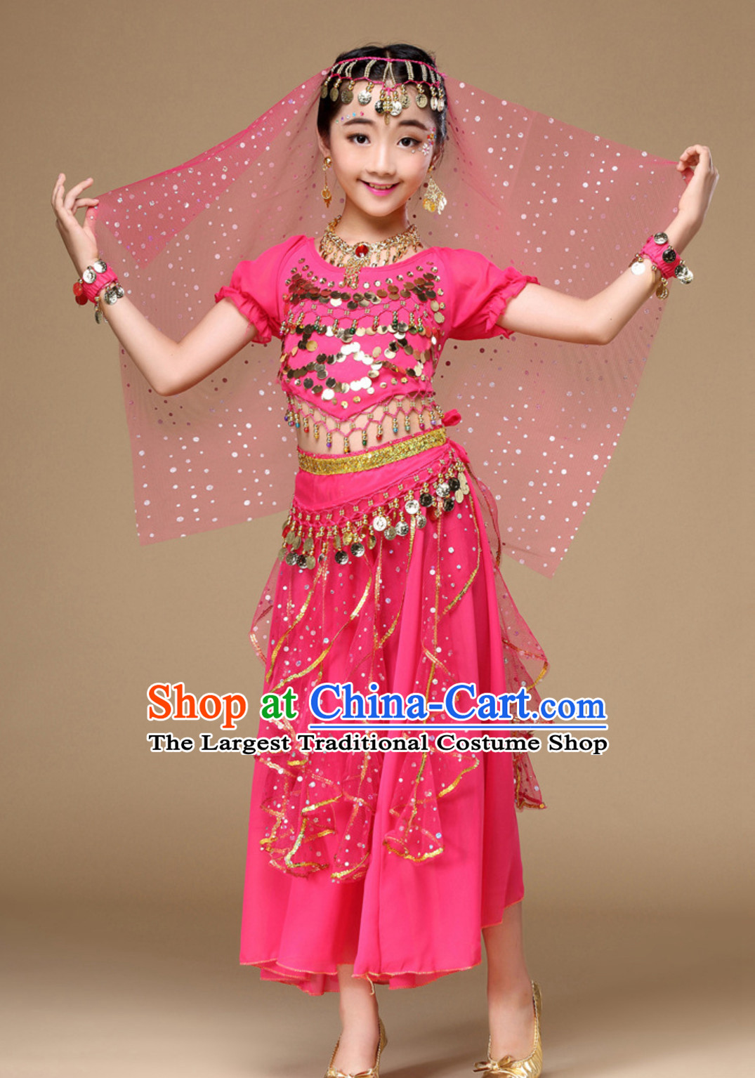 Indian Traditional Belly Dancing Costumes Asian India Oriental Dance Costume for Kids
