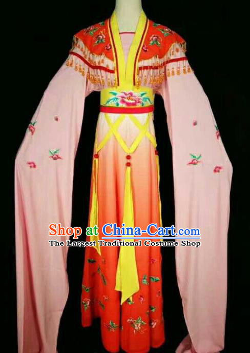 Chinese Traditional Beijing Opera Actress Red Dress Ancient Peri Princess Embroidered Costume for Women