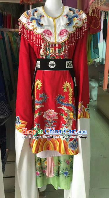Chinese Traditional Beijing Opera Imperial Concubine Embroidered Red Dress Ancient Palace Lady Costume for Women