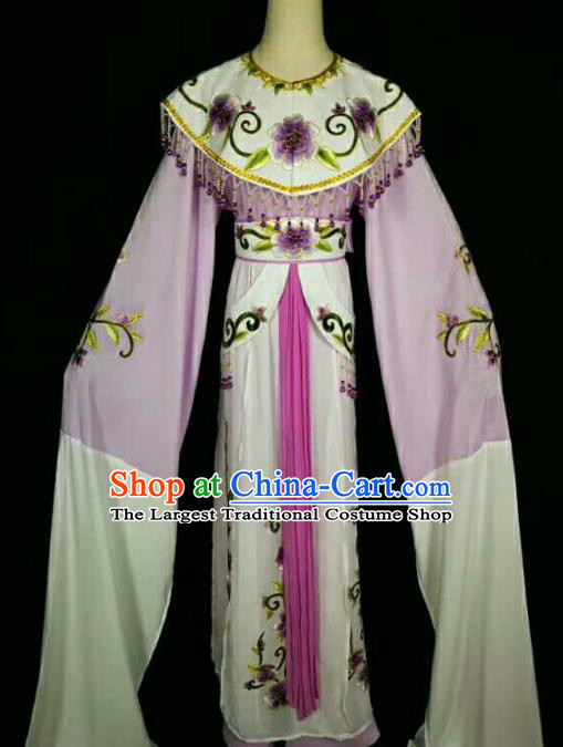 Traditional Chinese Peking Opera Diva Embroidered Peony Purple Dress Ancient Court Princess Costume for Women