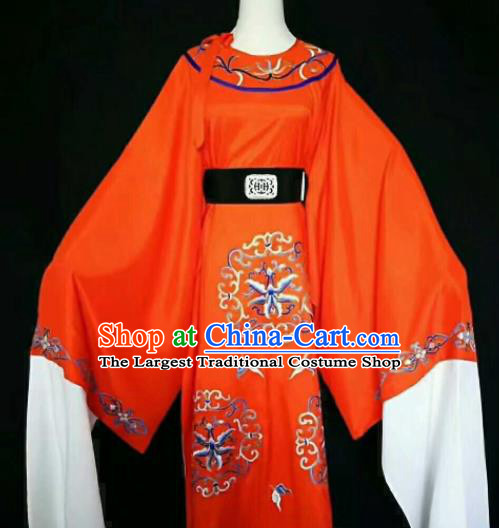 Chinese Traditional Peking Opera Niche Costume Ancient Prince Embroidered Red Robe for Men
