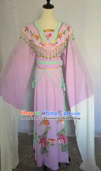 Chinese Traditional Peking Opera Artiste Costume Ancient Court Maid Embroidered Purple Dress for Women